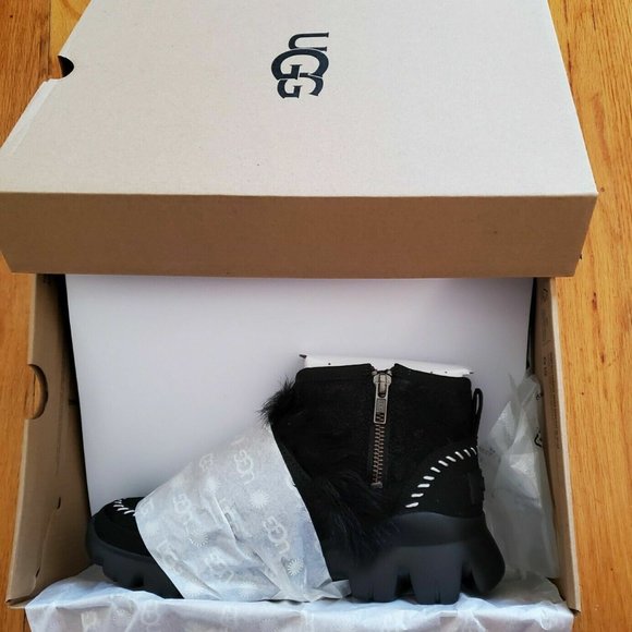 FIRM! UGG Fluff Punk UGG Pure & Lamb Fur Suede Ankle Boots Black sz 5 - Picture 10 of 10